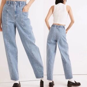 Madewell M Pull-On Balloon Jeans Closson Wash Paperbag Edition Cropped Preppy
